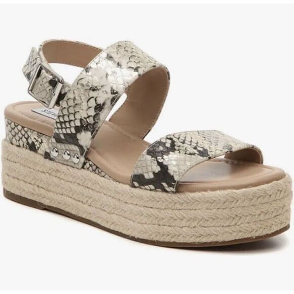 Steve Madden Fifer Python Snake Print Espadrille Wedge Sandals Flatform 8.5 - Picture 1 of 7